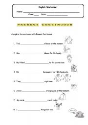 English Worksheet: present continuous