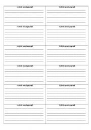 English worksheet: Write about yourself