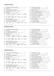 English Worksheet: Tag questions - add the ending