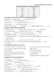 English Worksheet: Possessive adjective and pronouns