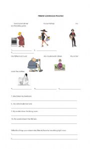 English Worksheet: Present Continuous Practice --- daily activities