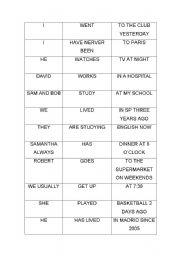 English worksheet: Verb tenses game