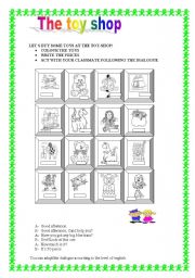 English Worksheet: AT THE TOY SHOP 14-08-08