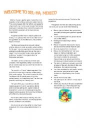 English worksheet: Welcome to Hel-Ha Mexico