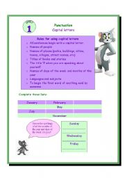 English Worksheet: Punctuation : Capital letters