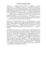 English Worksheet: Exercise on Choosing Articles 