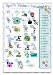English Worksheet: Sports Picture Vocabulary