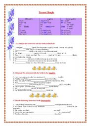 English Worksheet: present simple 14-8-08