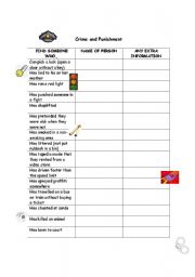 English Worksheet: Crime and Punishment Find Someone Who...