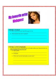 English worksheet: My favourite artist webquest