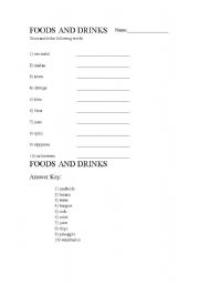 English Worksheet: Food and Drinks