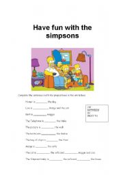 English Worksheet: Simpsons Family Prepositions