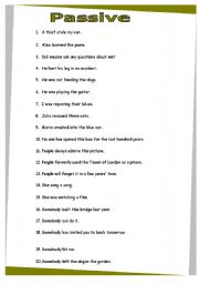 English Worksheet: passive review. GRAMMAR WORKSHEET 24