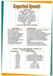 English Worksheet: reported specch transformation. GRAMMAR WORKSHEET 28