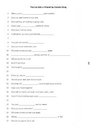 English worksheet: Youve got a friend  by Carol King