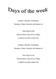 English worksheet: days of the week