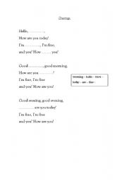 English worksheet: greetings