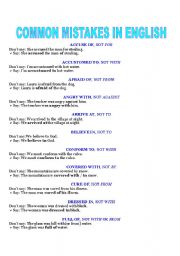 English Worksheet: common mistakes in english