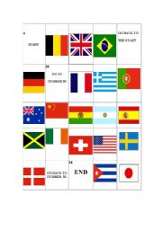 English Worksheet: Nationalities Boardgame