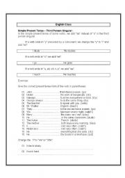 English Worksheet: present tense : use of the third person