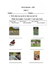 English Worksheet: can