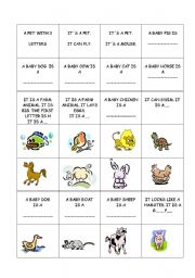 English Worksheet: cards for a board game (animals)