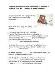 English worksheet: Anna`s holiday preparations