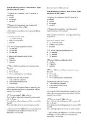 English worksheet: Children and Women Rights