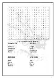 English Worksheet: Things in a house, Rooms -  Alphabet Soup