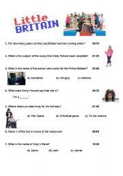 Little Britain listening comprehension activity