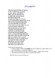 English Worksheet: A TV poem