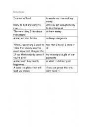 English worksheet: Money Quotes