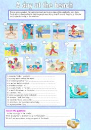 English Worksheet: A Day at the Beach