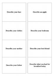 English worksheet: Talking cards