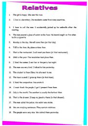 relatives clauses. GRAMMAR WORKSHEET 26