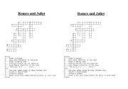 English Worksheet: Crosswords on Romeo and Juliet