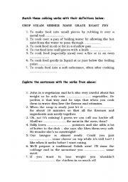 English Worksheet: COOKING VERBS