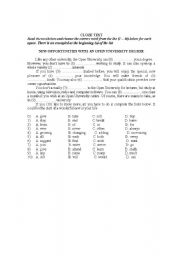 English Worksheet: cloze test