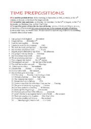 English Worksheet: time prepositions