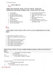 English worksheet: vocabulary exercises.