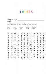 English worksheet: Colors