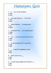 English Worksheet: Homonyms part 3