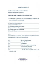 English worksheet: First and Second Conditionals