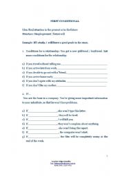 English Worksheet: First and Second Conditionals