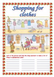 English Worksheet: Shopping for clothes