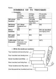 English Worksheet: Numbers up to thousand