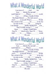 English Worksheet: Armstrong song What a Beautiful World