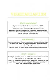 English Worksheet: reading about vegetarianism