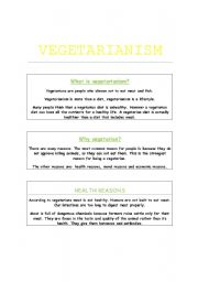 English Worksheet: reading about vegetarianism