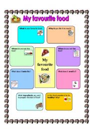 English Worksheet: My favourite food template for compostion 15.08.08